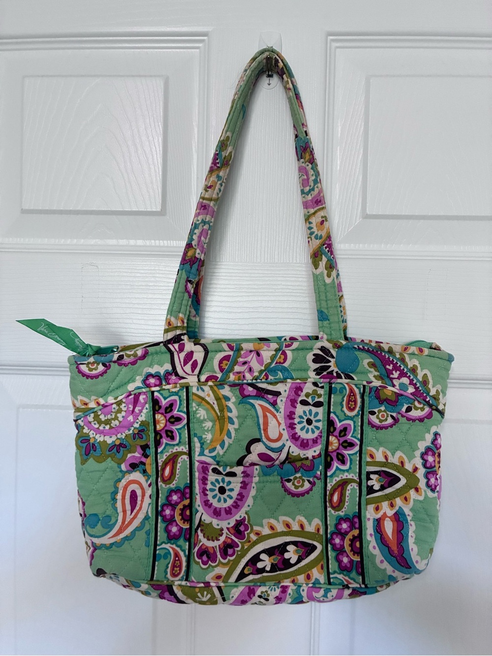 Vera Bradley Mandy Tote Shoulder Bag Purse Tutti Frutti Green Pink Paisley USA